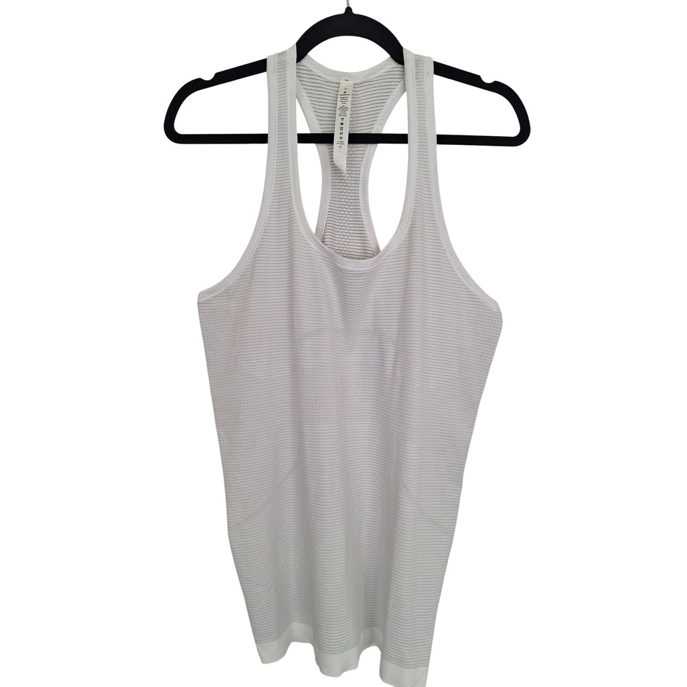 Lululemon Swiftly Tech Racerback Tank Top 2.0 White Grey Stripe Size 10
